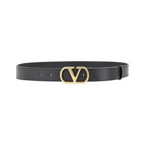 Valentino Vlogo Signature Leather Belt, Black
